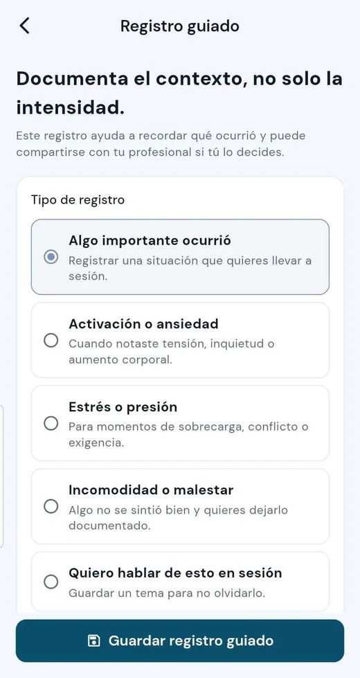 Registro guiado en SOMA App