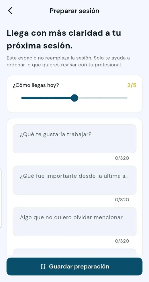 Preparar sesión en SOMA App