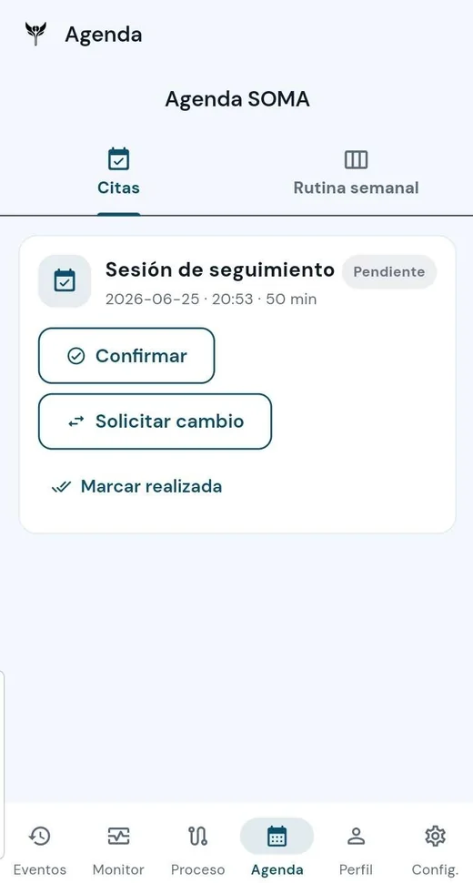 Agenda SOMA en la app móvil