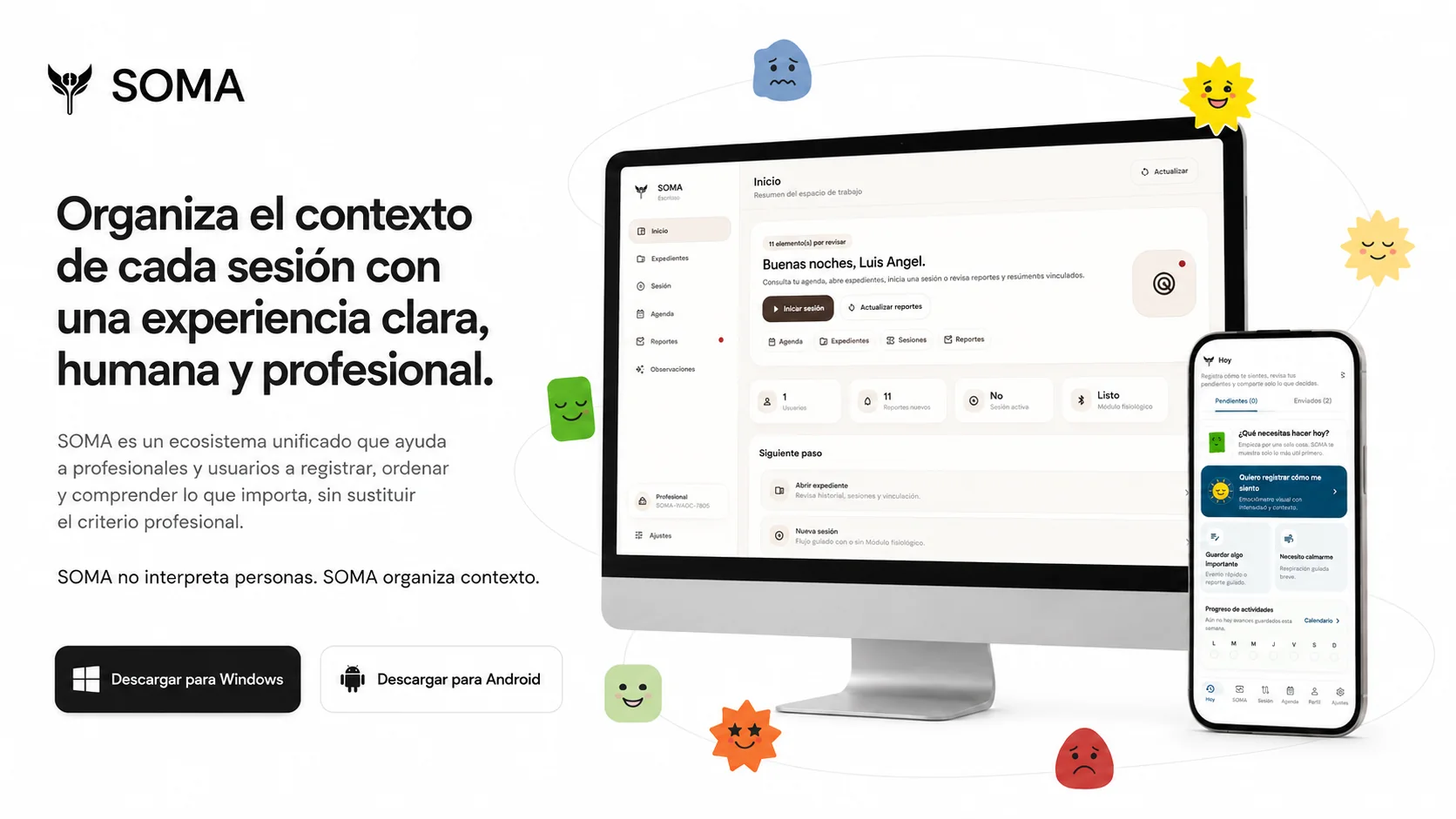 SOMA Desktop y SOMA App organizando el contexto de cada sesión
