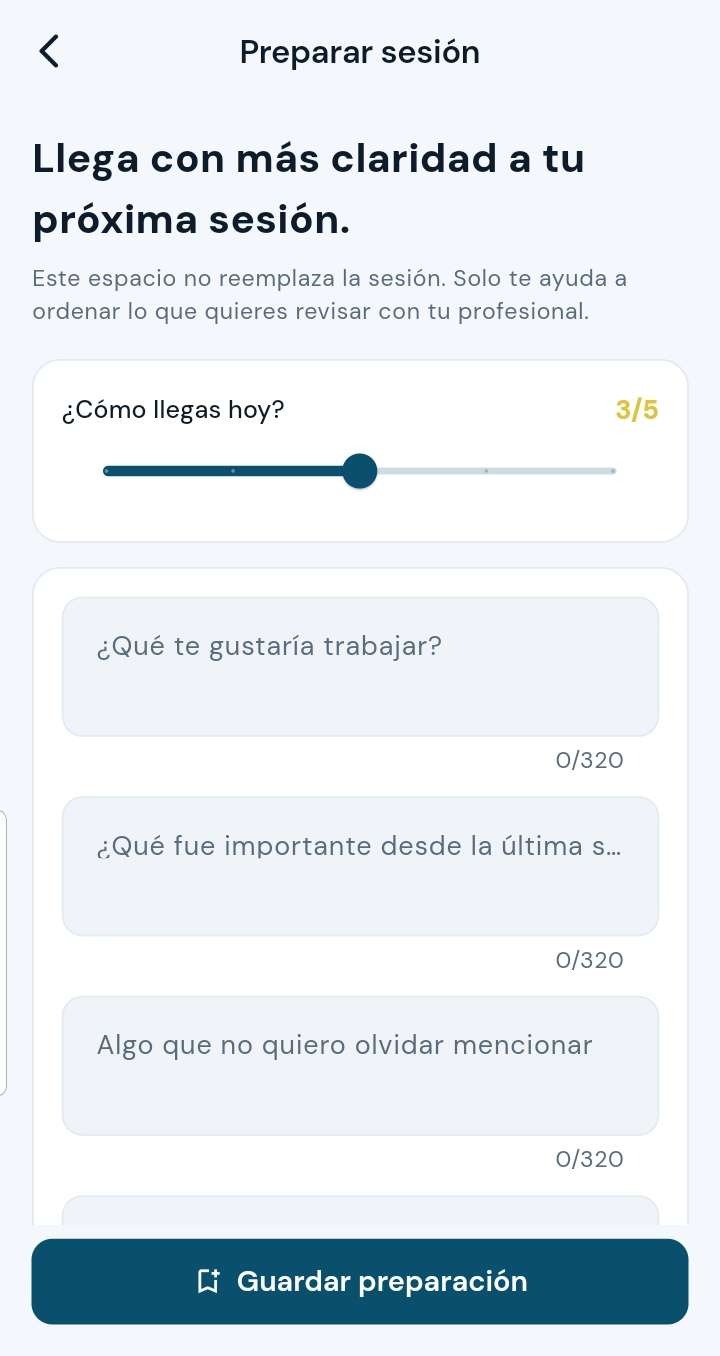 Preparar sesión en SOMA App