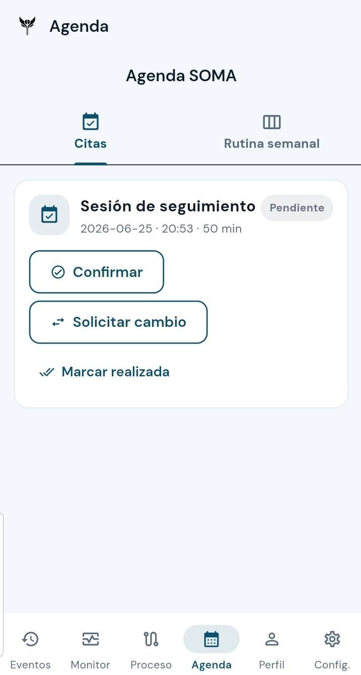 Agenda SOMA en la app móvil