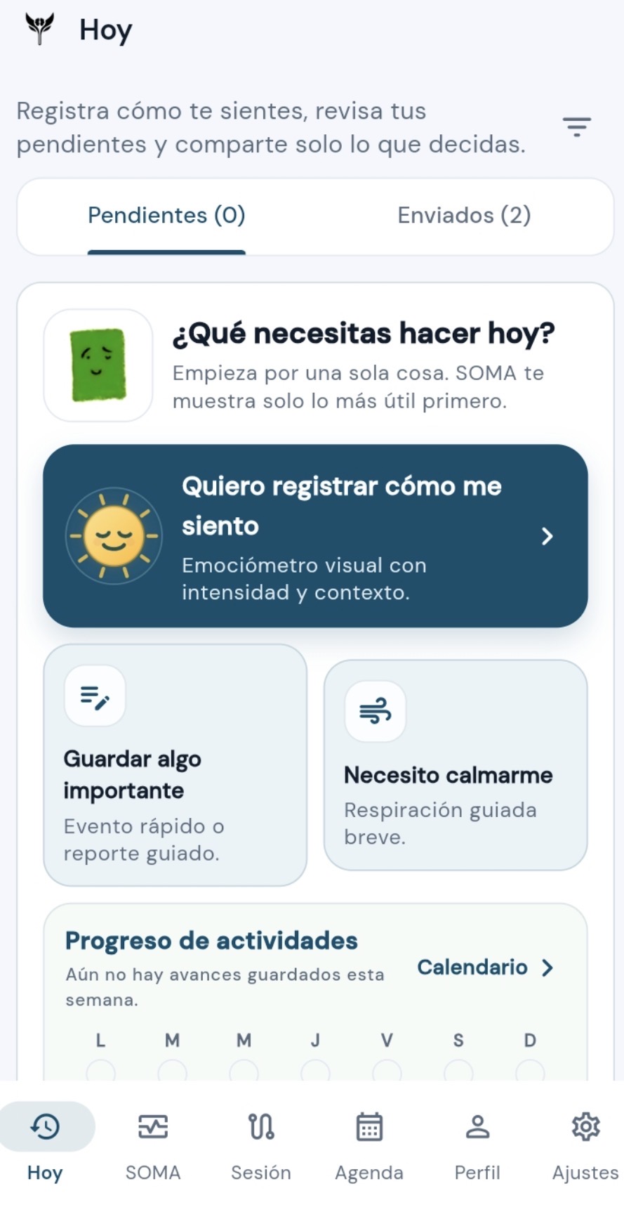 Captura principal de SOMA App