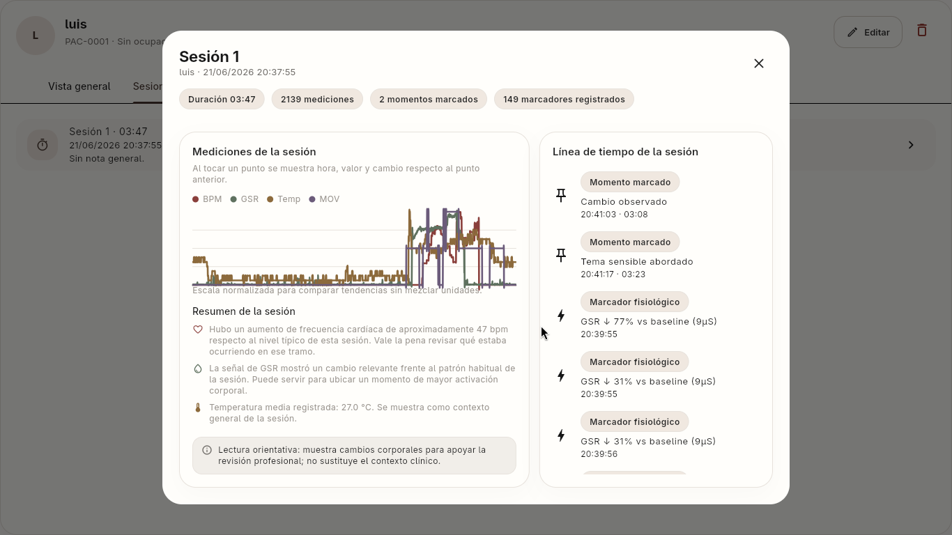 Seguimiento de sesión en SOMA Desktop
