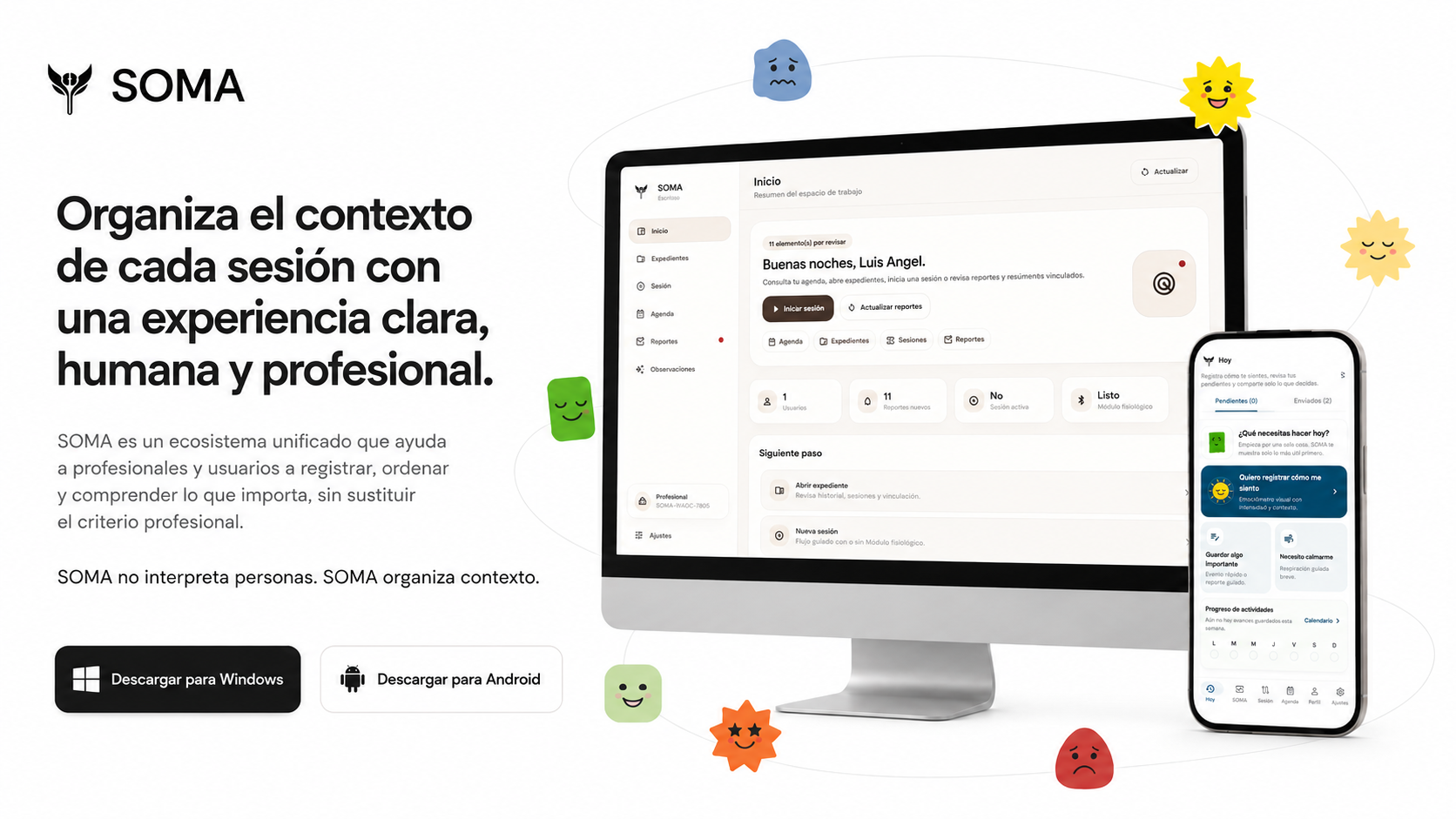 SOMA Desktop y SOMA App organizando el contexto de cada sesión